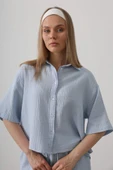 Yarım Kol Müslin Gömlek - Bebe Mavisi thumbnail 1