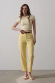 Kemerli Havuç Pantolon - Sarı thumbnail 1