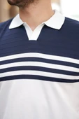 Erkek çizgi Desenli Yakalı Kısa Kollu T-shirt thumbnail 3