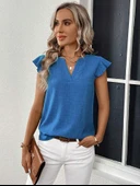 Kadın Kısa Kelebek Kollu V Yakalı Bluz thumbnail 5