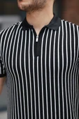 Erkek çizgili Fermuar Yakalı Kısa Kollu Tişört thumbnail 3