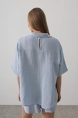 Yarım Kol Müslin Gömlek - Bebe Mavisi thumbnail 4
