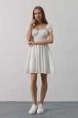 Beli Korseli Mini Elbise - Beyaz thumbnail 3