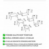 3 Lü  zigon sehpa beyaz mermer desenli Mdf - 2