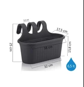Omnipazar SO-TOM2 Tombik Askılı Balkon Saksı 6.5 Lt Antrasit 3 Adet thumbnail 2