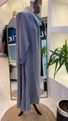 İNVEE YAKA VE KOL DATAYLİ ELBİSE GRİ6964 - 3
