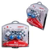 Powermaster UCOM-704 Kablolu Double Shock Joypad Oyun Kolu Gamepad Şeffaf Işıklı - 4