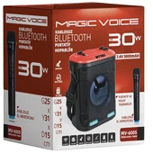 Magicvoice MV-6005 VHF El Mikrofonlu USB-SD-Bluetooth Işıklı 30 W Taşınabilir Şarjlı  Seyyar Anfi - 3
