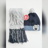 Çocuk Bere-atkı-eldiven Takımı 6-12 Yaş MAVİ-LACİVERT - 1