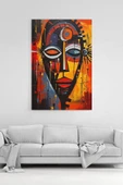 Soyut Afrika Maskesi Temalı Kanvas Tablo Modern Sanat Duvar Dekoru %100 Pamuk Kanvas - 1