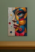 Soyut Kübik Kadın Portresi Kanvas Tablo Modern Sanat Duvar Dekoru %100 Pamuk Kanvas - 4