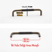 Tırtıklı Antik Sarı Metal Kulp 128 mm 12.8 cm Mobilya Çekmece Dolap Dolabı Modern Kapak Kulpları thumbnail 2