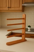 Doğal Ahşap Streç Ve Folyo Standı, Ahşap Streçlik Ve Folyoluk 4 Bölmeli Mutfak Organizer - 2