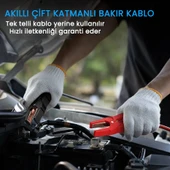 Avapow E5 Pro 12000mAh 2000A Jump Starter Taşınabilir Akü Takviye Kiti (Powerbank + LCD + LED Işık) - 3