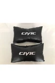 Honda Civic Nakışlı Deri 1 Çift Boyun Yastık Ve 1 Çift Kemer Pedi thumbnail 2
