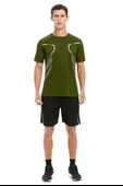 Erkek Spor Tişört Antreman Gym Polyester Erkek Sporcu T-shirt ŞERİTLİ-TİŞÖRT - 2