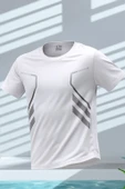Erkek Spor Tişört Antreman Gym Polyester Erkek Sporcu T-shirt ŞERİTLİ-TİŞÖRT - 7