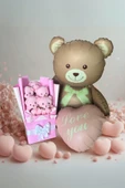 Kalpli Ayıcık ile Pembe Peluş Ayıcık Buketi – Özel Hediye Seti thumbnail 6