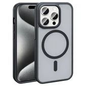 iPhone 15 Pro Max Uyumlu Kamera Korumalı Magsafe Wireless Şarj Özellikli Mat Silikon Kapak - 1