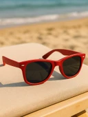 Kids Kırmızı Güneş Gözlüğü Klipsli Çerçeve UV 400 Korumalı CE Belgeli - 2
