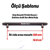 Martin Eskitme Antik Sarı Metal Kulp 128 mm Mobilya Çekmece Mutfak Dolabı Dolap Modern Kapak Kulplar thumbnail 2