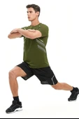 Erkek Spor Tişört Antreman Gym Polyester Erkek Sporcu T-shirt ŞERİTLİ-TİŞÖRT - 4