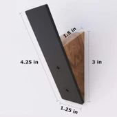 Duvar Askılığı Askısı - 3'lü Set - Metal Ahşap Siyah Metal Askılar, Duvar Askıları - Dekoratif Duvar Askıları - Duvar Askıları thumbnail 3