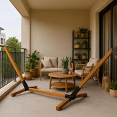 Metal Ayaklı Ahşap Bahçe Hamak Ayağı / Şık Ve Dayanıklı Tasarım Hamak Ayağı - 3