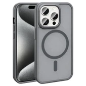 iPhone 15 Pro Max Uyumlu Kamera Korumalı Magsafe Wireless Şarj Özellikli Mat Silikon Kapak - 9