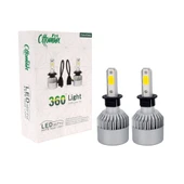 Mega Oto Market 360 Slim Led Fanlı Xenon Far Lambası Limon Sarısı H3 Soket ile Uyumlu - 1