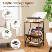 3 Katlı Sehpa, 2 Saklama Rafı ve V Şeklinde Dergilikli Kanepe Sehpası, Küçük Komodin, Yatak Odası ve Oturma Odası için Komodin - 3