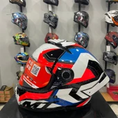 MT Helmets Kask Mt Thunder 4 Sv Valıant A0 Parlak Inci Beyaz Mavi Kırmızı thumbnail 1
