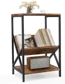 3 Katlı Sehpa, 2 Saklama Rafı ve V Şeklinde Dergilikli Kanepe Sehpası, Küçük Komodin, Yatak Odası ve Oturma Odası için Komodin - 1