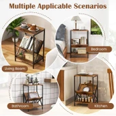 3 Katlı Sehpa, 2 Saklama Rafı ve V Şeklinde Dergilikli Kanepe Sehpası, Küçük Komodin, Yatak Odası ve Oturma Odası için Komodin - 6