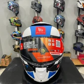 MT Helmets -Thunder 4 SV Luminence A7 Mat Beyaz/Kırmızı/Mavi Kapalı Kask - 5