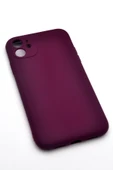 iPhone 11 Uyumlu Düz Renk Esnek Yumuşak Silikon Kılıf  Rubber Mürdüm thumbnail 2