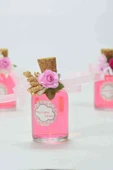 25 Adet Çiçekli Hediyelik Kolonya Şişesi, Nikah Şekeri, Bebek Şekeri - altın pembe - 1