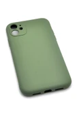 iPhone 11 Uyumlu Düz Renk Esnek Yumuşak Silikon Kılıf  Rubber Yeşil thumbnail 2