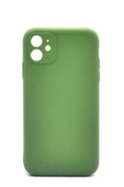 iPhone 11 Uyumlu Düz Renk Esnek Yumuşak Silikon Kılıf  Rubber Yeşil thumbnail 1