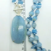 2012 Akuamarin gümüş(925) el yapımı kolye - 3
