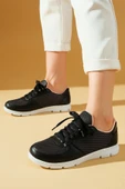 Pembe Potin Fileli Bağcıklı Comfort Taban Kadın Sneaker A1971-20SiyahFüme - 1