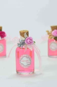 25 Adet Çiçekli Hediyelik Kolonya Şişesi, Nikah Şekeri, Bebek Şekeri - gümüş pembe - 1
