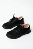 Pembe Potin Fileli Bağcıklı Comfort Taban Kadın Sneaker A1971-20SiyahSiyah - 3