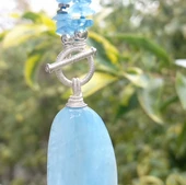 2012 Akuamarin gümüş(925) el yapımı kolye - 7