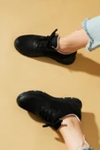 Pembe Potin Fileli Bağcıklı Comfort Taban Kadın Sneaker A1971-20SiyahSiyah - 1