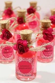 25 Adet Çiçekli Hediyelik Kolonya Şişesi, Nikah Şekeri, Bebek Şekeri - KIRMIZI - 1