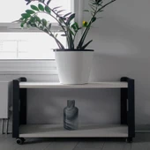 Tekerlekli Raf Ünitesi 2 Katlı Banyo Rafı Mutfak Rafı Ofis Rafı Servis Sehpası Organizer (beyaz) - 2