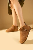 Pembe Potin İçi Yünlü Bilekte Mini Kadın Bot 007-1998-23Nubuk thumbnail 3