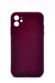 iPhone 11 Uyumlu Düz Renk Esnek Yumuşak Silikon Kılıf  Rubber Mürdüm thumbnail 1