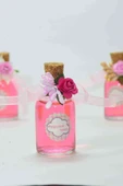 25 Adet Çiçekli Hediyelik Kolonya Şişesi, Nikah Şekeri, Bebek Şekeri - fuşya pembe - 1